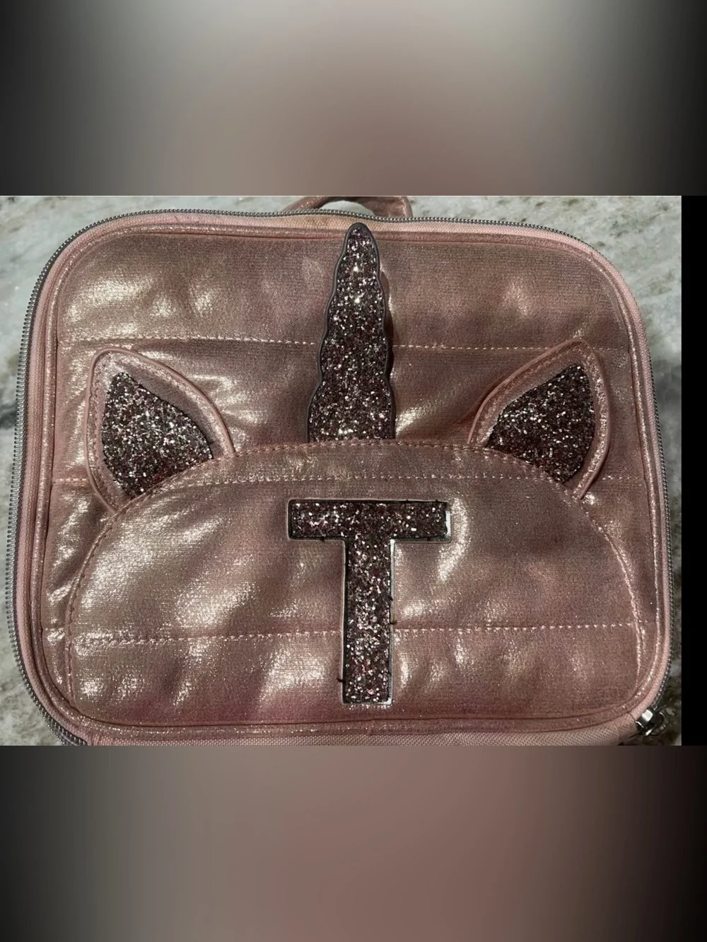 Kids Unicorn Lunch Bag - Rose Gold Glitter